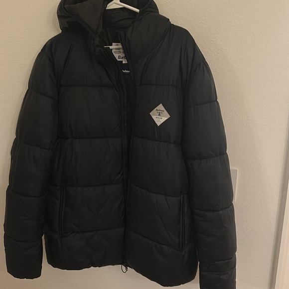 Barbour Beacon Ross diamond logo puffer jacket in black size large - Picture 6 of 14
